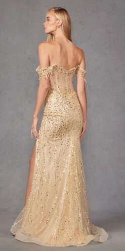 Juliet JT2471L Long Off The Shoulder Fringe Sleeve Fitted Evening Gown(Juliet Jt2471l Long Off The Shoulder Fringe Sleeve Fitted Evening Gown) -Discount Dress Shops JT2471LCHAMPAGNE 5 015c86e1 bffc 47e5 9bb0 5b232e0d3d9c