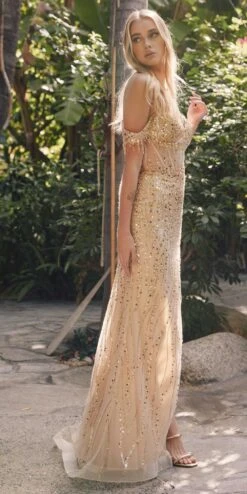 Juliet JT2471L Long Off The Shoulder Fringe Sleeve Fitted Evening Gown(Juliet Jt2471l Long Off The Shoulder Fringe Sleeve Fitted Evening Gown) -Discount Dress Shops JT2471L juliet champagne side ccc1f4cc 0fbc 493b 9975 ca3c29309b02