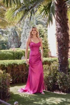 Juliet JT2494S Dress Sleeveless Metallic Fitted Evening Gown(Juliet Jt2494s Dress Sleeveless Metallic Fitted Evening Gown) -Discount Dress Shops JT2494S JULIET FUCHSIA OUTSIDE FRONT
