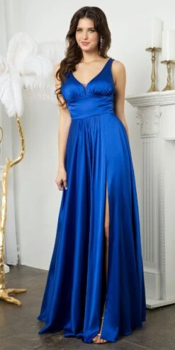 Juno 958 Floor Length Stretch Satin V-Neck A-Line Dress With Pockets And Slit(Juno 958 Floor Length Stretch Satin V Neck A Line Dress With Pockets And Slit) 9 Juno 958 Floor Length Stretch Satin V-Neck A-Line Dress With Pockets And Slit(Juno 958 Floor Length Stretch Satin V Neck A Line Dress With Pockets And Slit) -Discount Dress Shops JUNO 0958 ROYAL F1