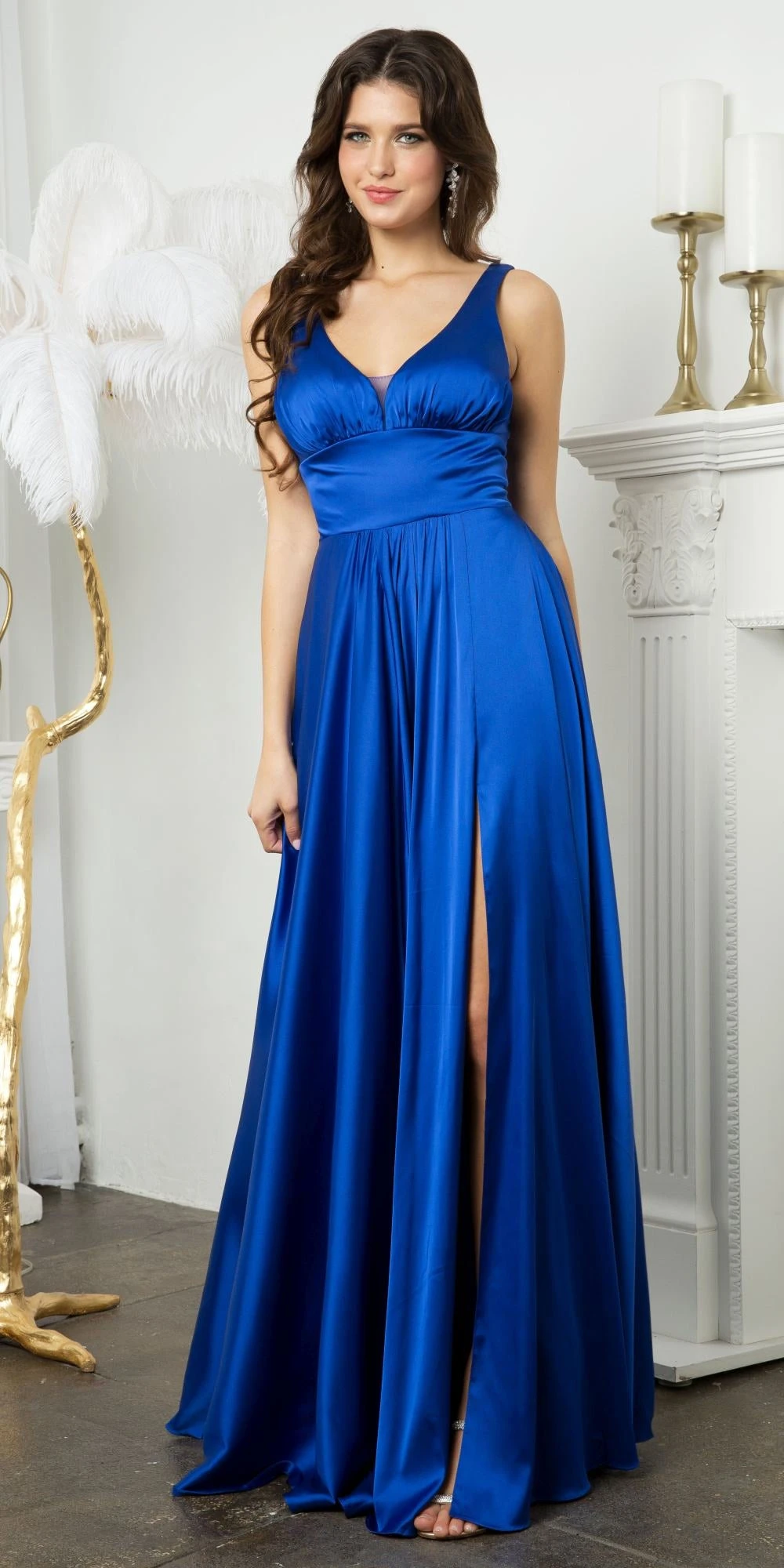 Juno 958 Floor Length Stretch Satin V-Neck A-Line Dress With Pockets And Slit(Juno 958 Floor Length Stretch Satin V Neck A Line Dress With Pockets And Slit) 4 Juno 958 Floor Length Stretch Satin V-Neck A-Line Dress With Pockets And Slit(Juno 958 Floor Length Stretch Satin V Neck A Line Dress With Pockets And Slit) - Image 4