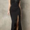 Juno 928 Off-Shoulder Mermaid Long Prom Dress With Slit(Off Shoulder Mermaid Long Prom Dress Black With Slit)
