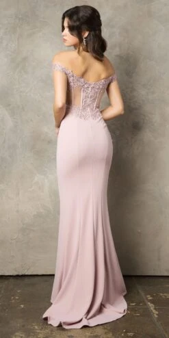 Juno 928 Off-Shoulder Mermaid Long Prom Dress With Slit(Off Shoulder Mermaid Long Prom Dress Black With Slit) -Discount Dress Shops JUNO 928 MAUVE B1