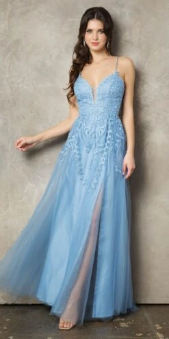 Juno 936 Lace-Up Back A-Line Long Prom Dress With Slit(Lace Up Back A Line Long Prom Dress Mauve With Slit)