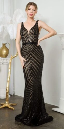 Juno M1015 Floor Length Fitted Silhouette Sequin Evening Gown(Juno M1015 Floor Length Fitted Silhouette Sequin Evening Gown)