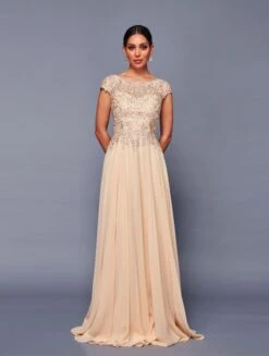 Deklaire Bridal K311 Mother Of The Bride A-Line Cap Sleeve Chiffon Gown(Deklaire Bridal K311 Mother Of The Bride A Line Cap Sleeve Chiffon Gown)