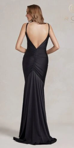 Nox Anabel K490 Floor Length Fitted Cowl Neckline Formal Gown(Nox Anabel K490 Floor Length Fitted Cowl Neckline Formal Gown) -Discount Dress Shops K490 BLACK 3