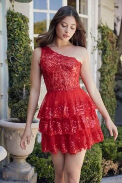 Nox Anabel K855 One Shoulder A-Line Embellished Homecoming Dress(Nox Anabel K855 One Shoulder A Line Embellished Homecoming Dress) -Discount Dress Shops K855 RED 13