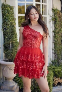 Nox Anabel K855 One Shoulder A-Line Embellished Homecoming Dress(Nox Anabel K855 One Shoulder A Line Embellished Homecoming Dress) -Discount Dress Shops K855 RED 27