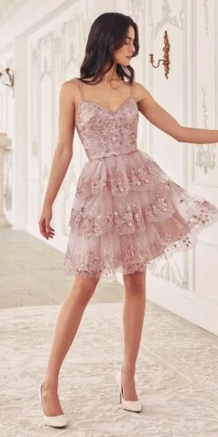 Ladivine KV1090 Glitter Printed A-Line Ruffle Short Dress(Ladivine Kv1090 Glitter Printed A Line Ruffle Short Dress) -Discount Dress Shops KV1090 blush cc5d1aee 9dcb 401e 8820 03f0b83628bb