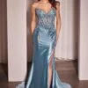 Ladivine KV1112 Dress Satin And Lace Strapless Fitted Gown(Ladivine Kv1112 Dress Satin And Lace Strapless Fitted Gown)