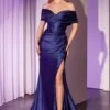 Ladivine KV1115 Dress Off The Shoulder Glitter Dusted Fitted Dress(Ladivine Kv1115 Dress Off The Shoulder Glitter Dusted Fitted Dress)