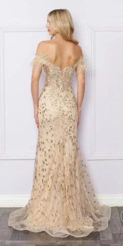 Nox Anabel L1255 Long Embroidered Glitter Applique Fitted Gown(Nox Anabel L1255 Long Embroidered Glitter Applique Fitted Gown) -Discount Dress Shops L1255 CHAMPAGNE 12