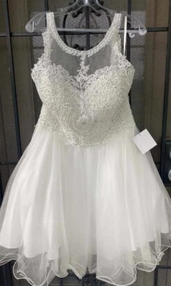 Ladivine UJ0119 Short Appliqued Bodice Halter Tulle Skirt Dress(Short Appliqued Bodice Halter Tulle Skirt Mauve Damas Dress) -Discount Dress Shops LadivineUJ0119 14 1800x1800 off white