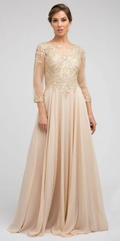Juliet M12 Quarter Sleeved Embroidered Long A-Line Chiffon Dress(Quarter Sleeved Embroidered Long Formal Dress Mauve) -Discount Dress Shops M12 juliet champagne 584d4f58 4efe 4ea3 ba84 e8df15befc6c