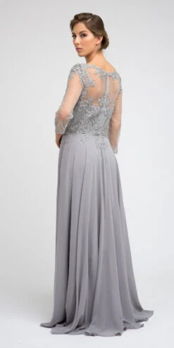 Juliet M12 Quarter Sleeved Embroidered Long A-Line Chiffon Dress(Quarter Sleeved Embroidered Long Formal Dress Mauve) -Discount Dress Shops M12 juliet silver back e31d91e7 2b0b 482c 982e 91db302b5e5f