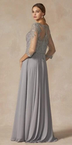Juliet M12 Quarter Sleeved Embroidered Long A-Line Chiffon Dress(Quarter Sleeved Embroidered Long Formal Dress Mauve) -Discount Dress Shops M12 SILVER BACK d53561ec ae53 49aa 947d c72a0794bda1