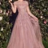 Andrea & Leo MA108 Dress Lace Layered Tulle Long Sleeve Gown(Andrea Leo Ma108 Dress Lace Layered Tulle Long Sleeve Gown)