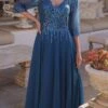 Nox Anabel MF100 Long Sequin Bodice 3/4 Sleeve A-line Gown(Nox Anabel Mf100 Long Sequin Bodice 3 4 Sleeve A Line Gown)