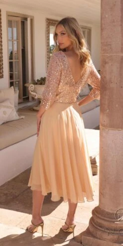 Nox Anabel MF104 Tea Length Sequin Bodice Short 3/4 Sleeve Dress(Nox Anabel Mf104 Tea Length Sequin Bodice Short 3 4 Sleeve Dress) -Discount Dress Shops MF104GOLD10643 28e8f463 024f 466b 979f cb39ca9adbd0