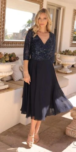 Nox Anabel MF104 Tea Length Sequin Bodice Short 3/4 Sleeve Dress(Nox Anabel Mf104 Tea Length Sequin Bodice Short 3 4 Sleeve Dress) -Discount Dress Shops MF104NAVYBLUE10658 2701163c 6f4a 4b8a b3f9 68ee0124c766