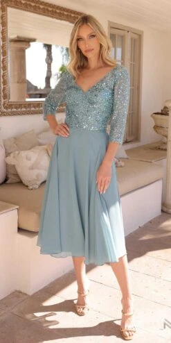 Nox Anabel MF104 Tea Length Sequin Bodice Short 3/4 Sleeve Dress(Nox Anabel Mf104 Tea Length Sequin Bodice Short 3 4 Sleeve Dress) -Discount Dress Shops MF104SEABLUE10752 8fc5ba56 aa5a 4525 9828 f11544e52689