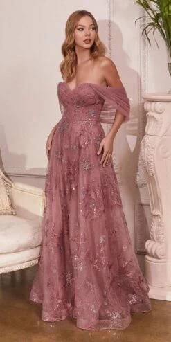 Cinderella Divine OC008 Floral Applique Off The Shoulder Dress(Floral Applique Off The Shoulder Dress By Cinderella Divine Oc008)