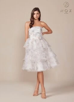 Nox Anabel Q842 Floral Print A-Line Tea Length Dress(Nox Anabel Q842 Floral Print A Line Tea Length Dress) -Discount Dress Shops Q842 nox anabel white