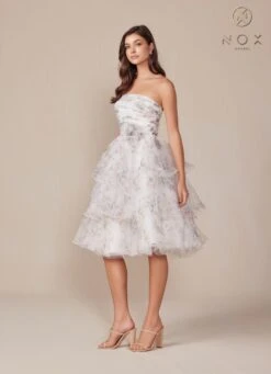 Nox Anabel Q842 Floral Print A-Line Tea Length Dress(Nox Anabel Q842 Floral Print A Line Tea Length Dress) -Discount Dress Shops Q842 nox anabel white side2