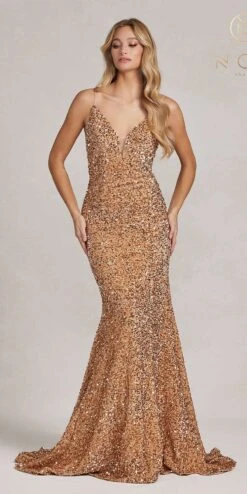 Nox Anabel R1071 Floor Length Sheath Sequin Dress(Nox Anabel R1071 Floor Length Sheath Sequin Dress) 26 Nox Anabel R1071 Floor Length Sheath Sequin Dress(Nox Anabel R1071 Floor Length Sheath Sequin Dress) -Discount Dress Shops R1071 GOLD 2