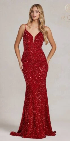 Nox Anabel R1071 Floor Length Sheath Sequin Dress(Nox Anabel R1071 Floor Length Sheath Sequin Dress)