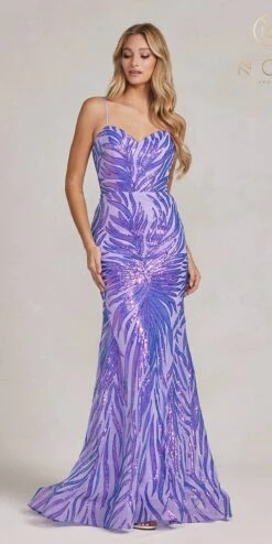 Nox Anabel R1072 Floor Length Fitted Sequins Gown(Nox Anabel R1072 Floor Length Fitted Sequins Gown)