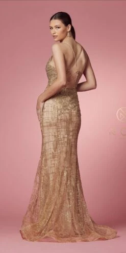 Nox Anabel R282-1 Mermaid Long Dress Corset Open-Back(Gold Mermaid Long Prom Dress Corset Open Back) -Discount Dress Shops R282 GOLD 47