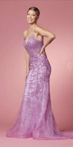 Nox Anabel R282-1 Mermaid Long Dress Corset Open-Back(Gold Mermaid Long Prom Dress Corset Open Back) -Discount Dress Shops R282 LILAC 33