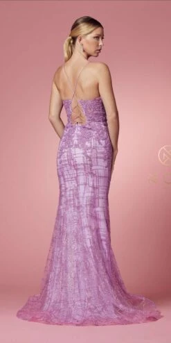 Nox Anabel R282-1 Mermaid Long Dress Corset Open-Back(Gold Mermaid Long Prom Dress Corset Open Back) -Discount Dress Shops R282 LILAC 51