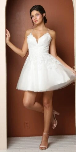 Nox Anabel R707 Sweetheart Baby Doll A-Line Dress Lace Applique Bodice(Short Sweetheart Baby Doll A Line Dress Lace Applique Bodice) -Discount Dress Shops R707 WHITE 2