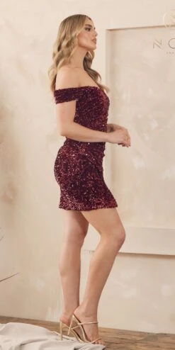 Nox Anabel R812 Short Off Shoulder Strap Sequins Dress Sweetheart Neck(Nox Anabel R812 Short Off Shoulder Strap Sequins Dress Sweetheart Neck) 12 Nox Anabel R812 Short Off Shoulder Strap Sequins Dress Sweetheart Neck(Nox Anabel R812 Short Off Shoulder Strap Sequins Dress Sweetheart Neck) -Discount Dress Shops R812 BURGUNDY 44