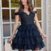 Nox Anabel R877 Dress Short A-Line Off The Shoulder Tiered Skirt(Nox Anabel R877 Dress Short A Line Off The Shoulder Tiered Skirt)