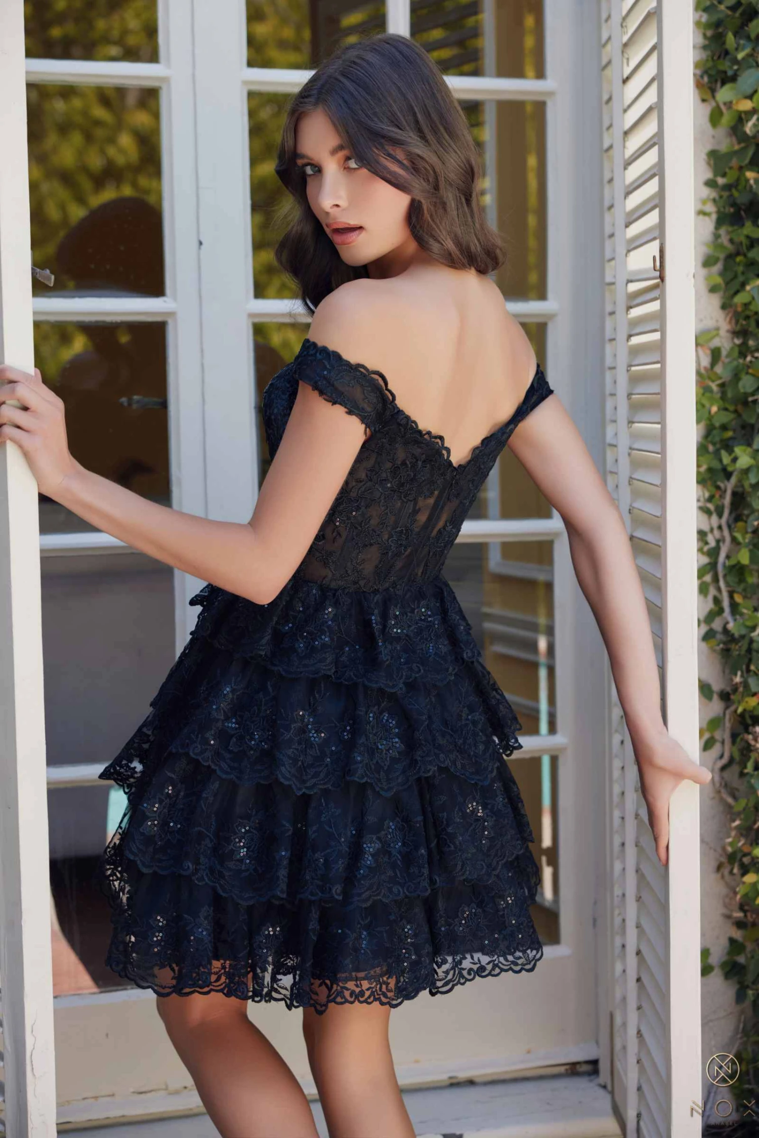 Nox Anabel R877 Dress Short A-Line Off The Shoulder Tiered Skirt(Nox Anabel R877 Dress Short A Line Off The Shoulder Tiered Skirt) 2 Nox Anabel R877 Dress Short A-Line Off The Shoulder Tiered Skirt(Nox Anabel R877 Dress Short A Line Off The Shoulder Tiered Skirt) - Image 2