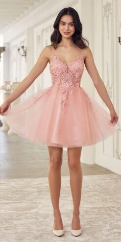 Ladivine SF047 Lace Bodice A-Line Layered Tulle Short Dress(Ladivine Sf047 Lace Bodice A Line Layered Tulle Short Dress) -Discount Dress Shops SF047 blush 64ce93e7 9eac 48b9 a9af 49345eee0a14