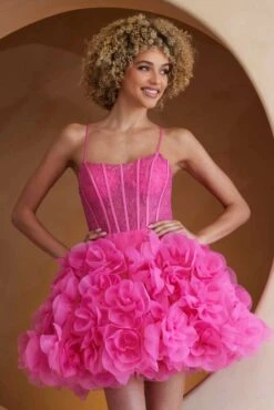 Amelia Couture SU083s Poofy Flower Ruffled A-Line Homecoming Dress(Amelia Couture Su083s Poofy Flower Ruffled A Line Homecoming Dress)
