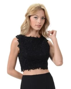Poly USA | Ed Young T10 Sleeveless Lace Crop Top(Poly Usa T10 Black Sleeveless Lace Crop Top)