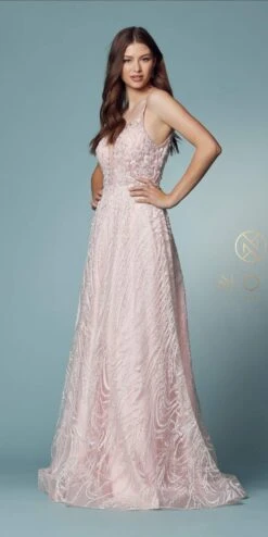 Nox Anabel T1009 Plunging V-Neckline Formal A-Line Gown(Plunging V Neckline Formal A Line Gown By Nox Anabel T1009) -Discount Dress Shops T1009 PINK 26
