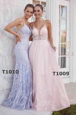 Nox Anabel T1009 Plunging V-Neckline Formal A-Line Gown(Plunging V Neckline Formal A Line Gown By Nox Anabel T1009) -Discount Dress Shops T1010 PERIWINKLE T1009PINK 80