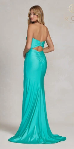 Nox Anabel T1139 Floor Length Fitted Satin Strapless Sweetheart Dress(Nox Anabel T1139 Floor Length Fitted Satin Strapless Sweetheart Dress) -Discount Dress Shops T1139 ATLANTICBLUE 4