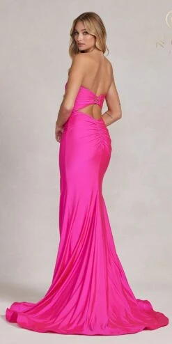 Nox Anabel T1139 Floor Length Fitted Satin Strapless Sweetheart Dress(Nox Anabel T1139 Floor Length Fitted Satin Strapless Sweetheart Dress) -Discount Dress Shops T1139 FUCHSIA 3