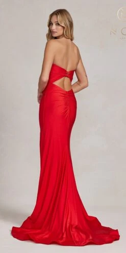 Nox Anabel T1139 Floor Length Fitted Satin Strapless Sweetheart Dress(Nox Anabel T1139 Floor Length Fitted Satin Strapless Sweetheart Dress) -Discount Dress Shops T1139 RED 3