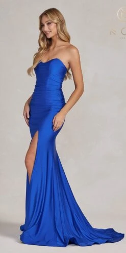 Nox Anabel T1139 Floor Length Fitted Satin Strapless Sweetheart Dress(Nox Anabel T1139 Floor Length Fitted Satin Strapless Sweetheart Dress) -Discount Dress Shops T1139 ROYALBLUE 2