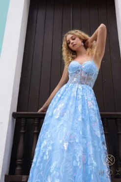 Nox Anabel T1332 Bell Of The Ball Strapless A-Line Sequin Floral Dress(Nox Anabel T1332 Bell Of The Ball Strapless A Line Sequin Floral Dress) 16 Nox Anabel T1332 Bell Of The Ball Strapless A-Line Sequin Floral Dress(Nox Anabel T1332 Bell Of The Ball Strapless A Line Sequin Floral Dress) -Discount Dress Shops T1332DUSTYBLUE 2