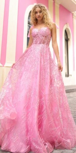 Nox Anabel T1336 Long A-Line Glitter Sequin Applique Corset Ball Gown(Nox Anabel T1336 Long A Line Glitter Sequin Applique Corset Ball Gown)